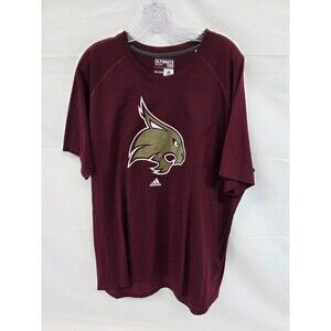 TEXAS STATE UNIVERSITY BOBCATS T Shirt By ADIDAS Mens 2XL Maroon W/ Gold Logo